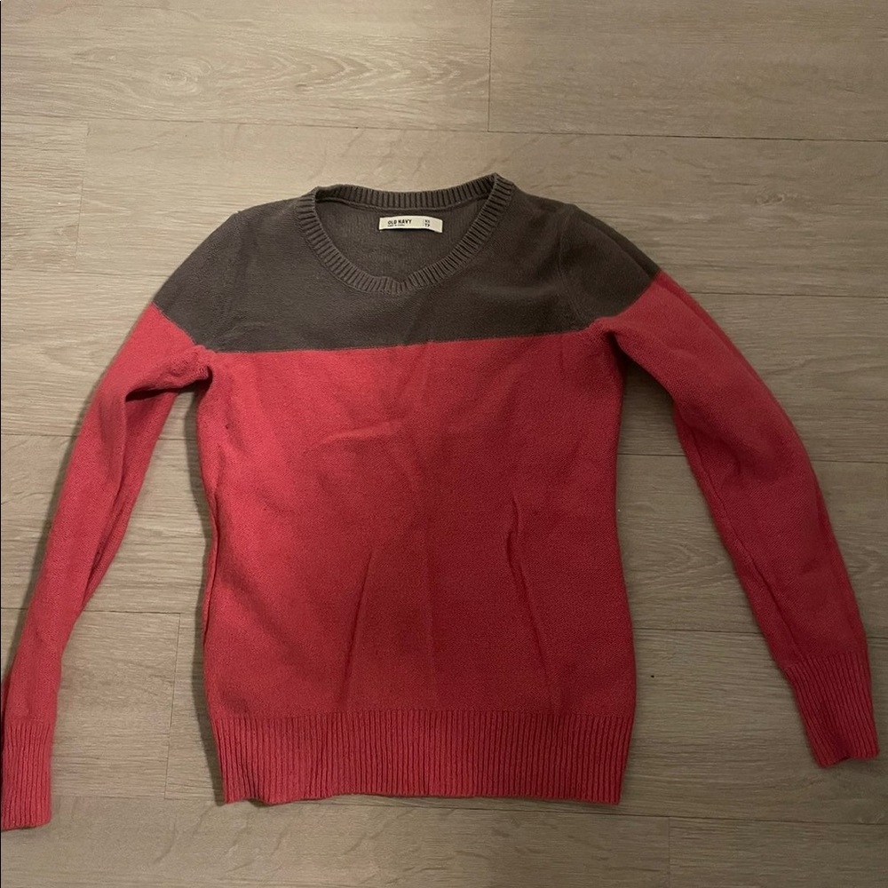 Colorblock pink brown sweater